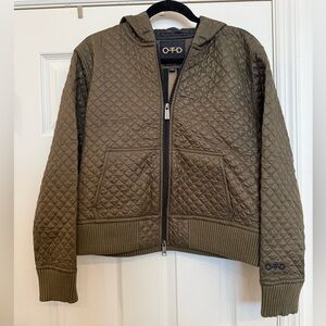 On This Day OTD onthisday Green Quilted Bomber Hooded Jacket Medium